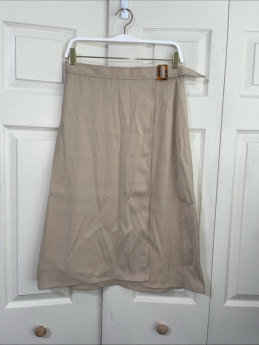 🏛️ Max Studio women's latte Asymmetrical Wrap Midi Skirt.  #0361
